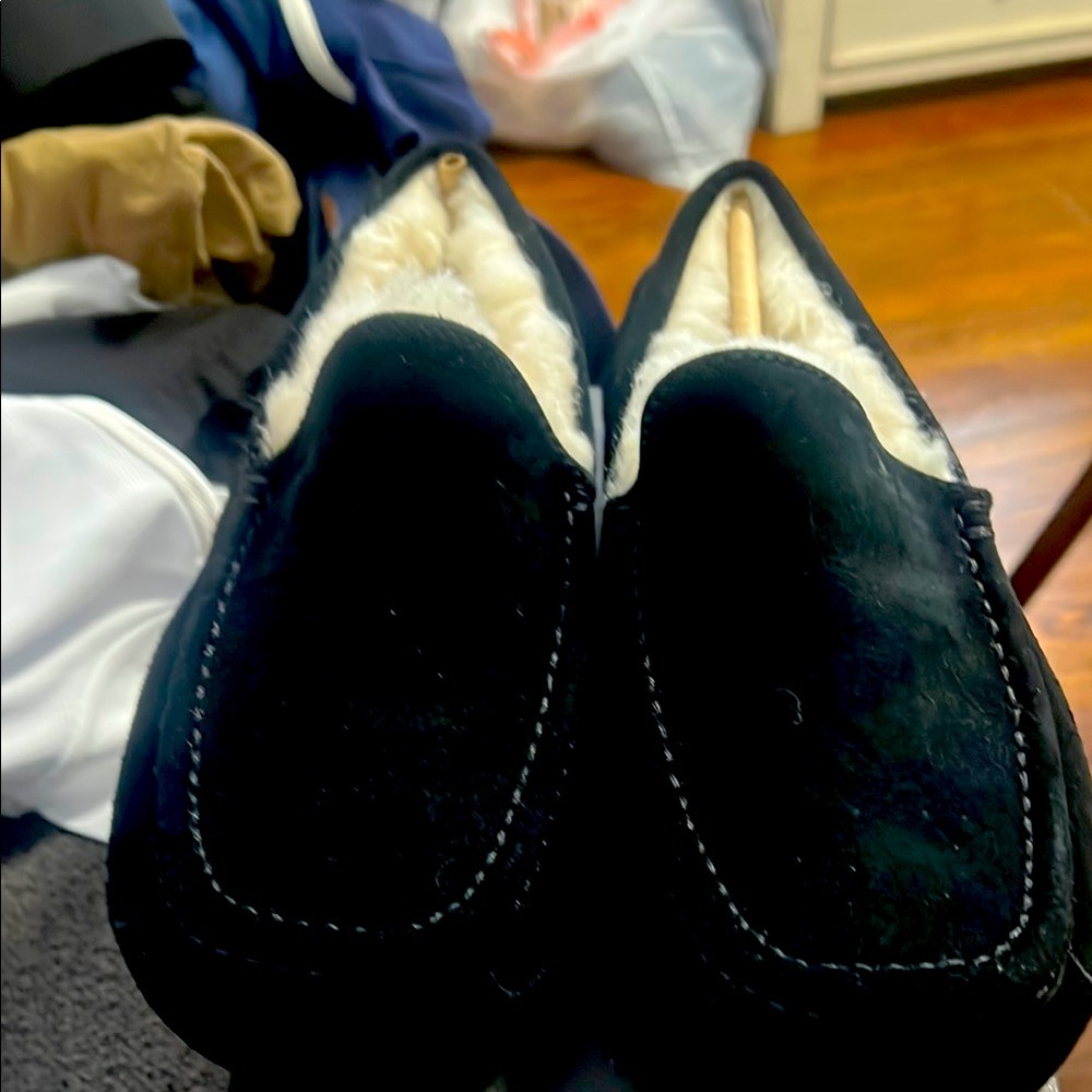 UGG Black Suede Loafers with Cream Lining